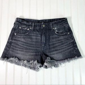 American Eagle Super Hi-Rise Festival Jean Shorts Black Sz. 4